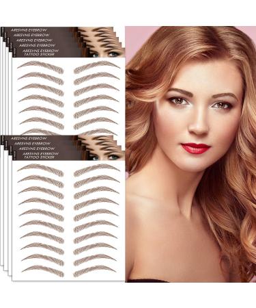 Aresvns Tattoo Eyebrows Brown 99 Pairs  Newly Improved Fake Eyebrow Transfers Stickers Waterproof 4D Realistic Imitation Eyebrows Popular Eyebrow Shapes for Women Girls Christmas Gift Pattern 001