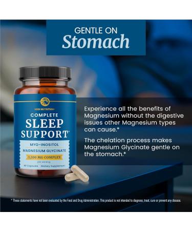 Complete Sleep Support | Myo Inositol + Magnesium Glycinate | Restful Sleep & Relaxation Support | 1100MG Complex | Melatonin-Free, Non-GMO | Inositol Supplement with Magnesium-Glycinate | 60 Ct - Buy Online on GoSupps.com