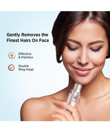 Facial Hair Remover & Eyebrow Trimmer - Portable Rechargeable 2-in-1 Electric Shaver for Women | Painless Hair Removal Device with Light (Gradient Pink - Buy Online on GoSupps.com