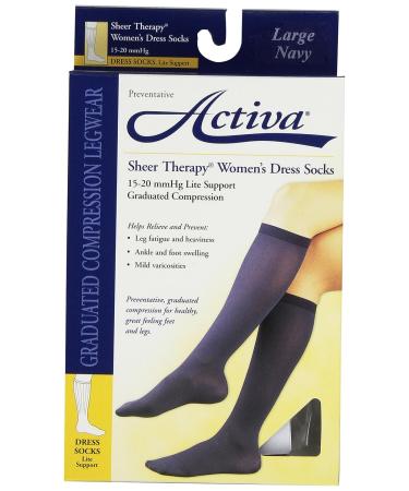 Activa Sheer Therapy Women's Socks 15-20 mmHg Compression - Navy, Size Large - Buy Online on GoSupps.com