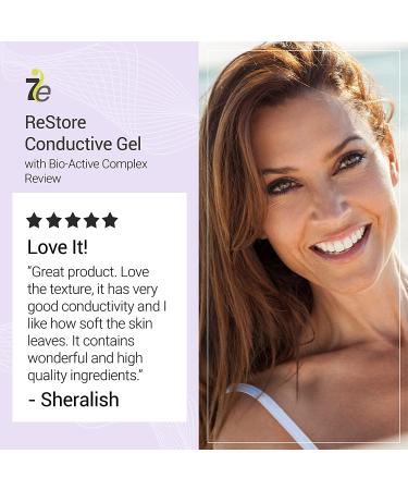 7E Wellness ReStore 4oz Conductive Gel with Bio-Active Complex - Green Tea, Hyaluronic Acid, Collagen Peptides - Anti-Aging & Skin Tightening - Buy Online on GoSupps.com