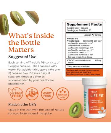 NatureCity True-Life-PB Shelf Stable Blend Prebiotics and Probiotics for Women and Men - Digestive Gut Health Supplements for Women and Men - Dairy Free - (60 Veggie Capsules) 1 Count (Pack of 60) - Buy Online on GoSupps.com