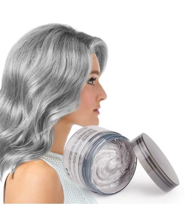 Hair Color Wax Instant Silver Grey Natural Ingredients Unisex Hairstyle Pomade Cream Temporary Hair Pomades for Party Cosplay Halloween 4.23 oz Silver Gray
