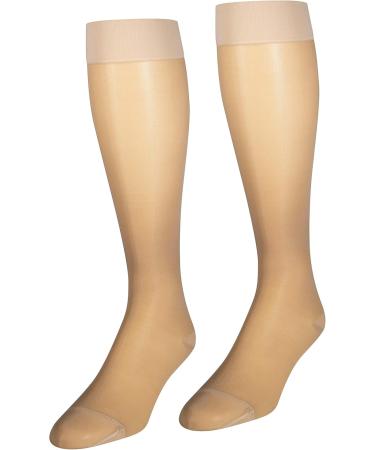 NuVein Sheer Compression Stockings - 15-20 mmHg Support for Women Medium Denier Knee High Closed Toe Beige Large - International Shipping Available - Buy Online on GoSupps.com