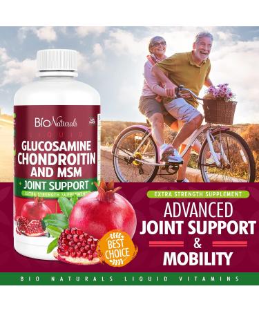 Bio Naturals Liquid Glucosamine Chondroitin MSM Pharmaceutical Grade Supplement with Hyaluronic Acid Maximum Strength Joint Support - 32 fl oz - Buy Online on GoSupps.com