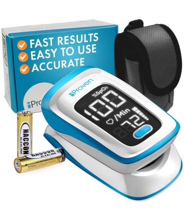 IPROVEN Fingertip Pulse Oximeter with Heart Rate Detection, Blood Oxygen (SpO2) Saturation Level Monitor with Pulse Indicator, Includes Batteries, Lanyard & Pouch