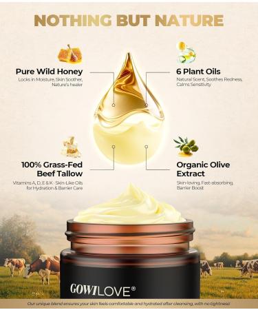 12Hr Moisture Lock Beef Tallow for Skin Care, Instant Redness Eraser Tallow and Honey Balm with 6 Botanical Rescue, Dewy Not Oily Face Cream Moisturizer Gift for Women Eczema Rosacea 3.04 Oz 3.04 Fl Oz (Pack of 1) - Buy Online on GoSupps.com