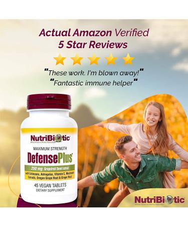 NutriBiotic DefensePlus Maximum Strength 45 Vegan Tablets - Immune Support & Antioxidants - Buy Online on GoSupps.com