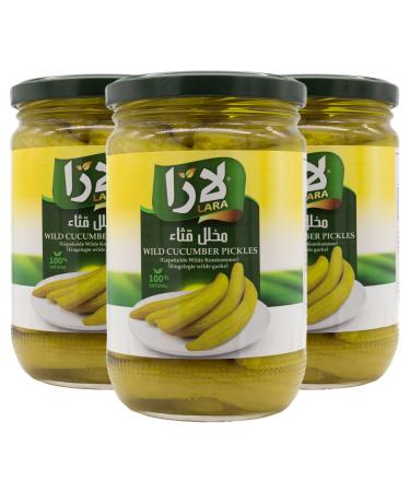 Lara - Wild cucumbers pickled in vinegar - spicy snack pickled cucumber - brine 660 g (drained weight 400 g) (3 x 660 g)