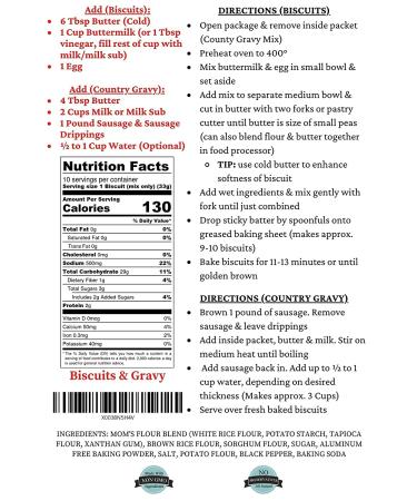 Mom's Place Gluten Free Biscuits & Gravy Mix - Buy Online on GoSupps.com