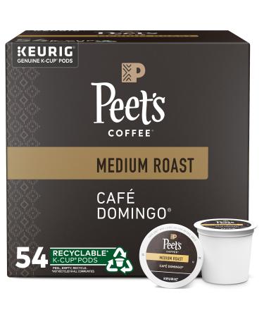 Peet's Coffee, Medium Roast K-Cup Pods for Keurig Brewers - Caf Domingo 54 Count (1 Box of 54 K-Cup Pods) Packaging May Vary 54 Count (Pack of 1)