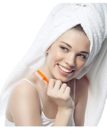 Dukal Orange Toothbrushes 144 Pack - Short Handle, Soft Bristles, Rounded Tips, Ideal for Sensitive Enamel - Individually Packaged - Buy Online on GoSupps.com