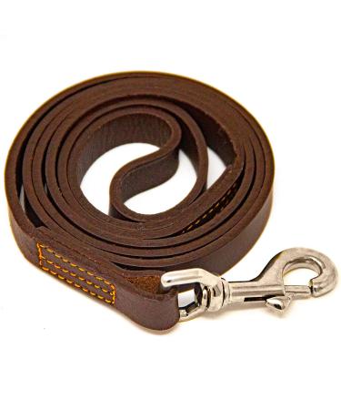 Logical Leather 4 Foot Dog Leash - Best for Training - Heavy Full Grain Leather Lead - Brown 4 Foot Brown