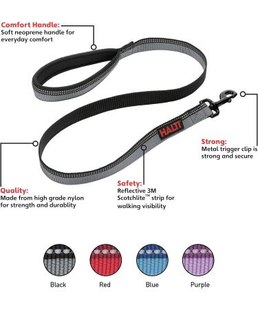 Halti Small Black Dog Leash 1.2m - Premium Nylon with Reflective Neoprene-Padded Handle - Comfortable for Small, Medium & Large Dogs - Buy Online on GoSupps.com