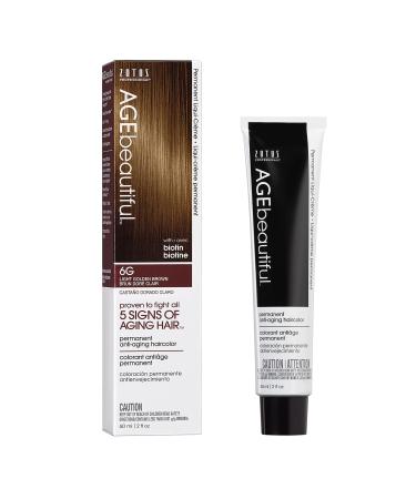 AGEbeautiful Permanent Liqui Creme Hair Color Dye | 100% Gray Coverage | Anti-Aging | Professional Salon Coloring Hair Color Dye 6G Light Golden Brown