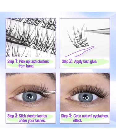 Natural Cluster Lashes CC Curl 168 Pcs Wispy Lash Extensions 9-11MM Mixed Lengths Eyelash Extension Individuals Self Application DIY at Home by Mavphne - Buy Online on GoSupps.com