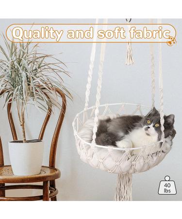 AXIBA Macrame Cat Hammock with Cushion - Hanging Cat Bed for Indoor Cats - Buy Online on GoSupps.com