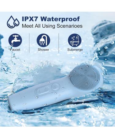 Sonic Facial Cleaning Brush | Urbuti Electric Silicone Face Scrubber - IPX7 Waterproof Deep Cleaning Tool for Men & Women - Blue - Buy Online on GoSupps.com