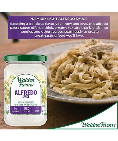Walden Farms Light Alfredo Sauce 12 oz - Sugar, Fat, Calorie & Dairy Free, Vegan Friendly - Ideal for Pasta, Noodles, Chicken & Fresh Recipes - Buy Online on GoSupps.com