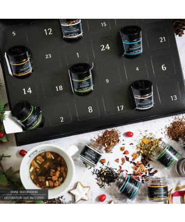 Hallingers Christmas Car Tea Advent Calendar - Handmade Vegan & Gluten-Free in Screw Glasses | Perfect Mothers Day & Fathers Day Gift Ideas | 24 Premium Tea Selection - Buy Online on GoSupps.com