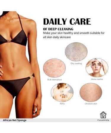 African Net Sponge Exfoliating Washcloth 3 Pack - CasaVida Body Scrubber Set for Shower and Bath in Pink, Yellow, Purple - Buy Online on GoSupps.com