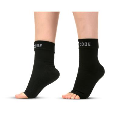Plantar Fasciitis Premium Foot Sleeves Compression Foot Socks for Heel Arch Support Pain Relief 1 Pair Black Unisex Women's Large Men's Medium