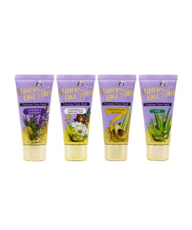 EBIN NEW YORK 24 Hour Edge Tamer Tube Extreme Firm Hold 1.41oz 4 pack Carry & Go No Flaking No residue Shine Moisture with Argan Oil | lavender & Rosemary Chamomile & Shea Butter Lemongrass &Avocado Aloe 24 H...