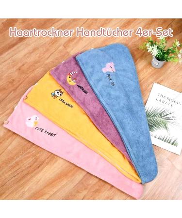 Fast Drying Microfiber Hair Towel Set - 4 Colors with Button | Super Absorbent Hair Turban for Women & Girls - Perfect for Salon Travel & Bath - Buy Online on GoSupps.com