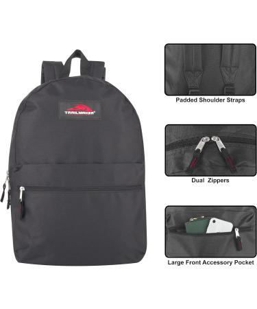 Trailmaker Classic 17 Inch Backpack with Adjustable Padded Shoulder Straps (Black) One Size Black - Buy Online on GoSupps.com