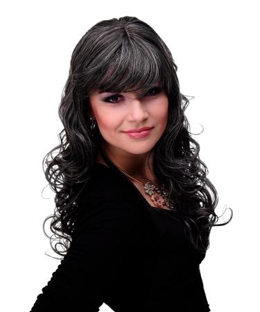 Wig Me Up-M-103-44 Elegant Women Women Wig Wig Gray Dark Brown Gray Mix Loose Glatter Pony approx. 60 cm long dark brown gray mix (44)
