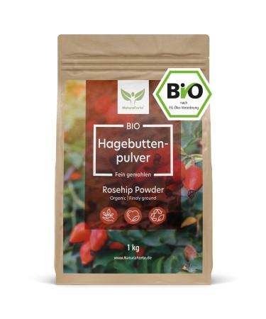 NaturaForte Organic Rosehip Powder 1kg Natural raw food quality from freshly ground rosehips vegan & without artificial additives