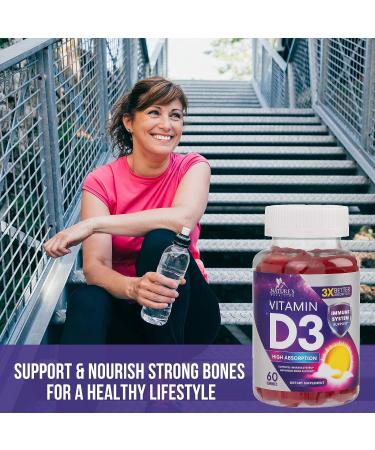 Extra Strength Vitamin D3 Gummy 5000 IU - Bone, Teeth, Muscle & Immune Support - 60 Gummies - Buy Online on GoSupps.com