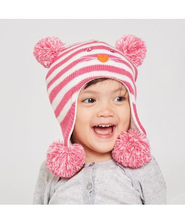 Winter Earflap Knit Hat for Baby Boys Girls 6-12 Months - Cat Design, Fleece Lined Beanie - Buy Online on GoSupps.com