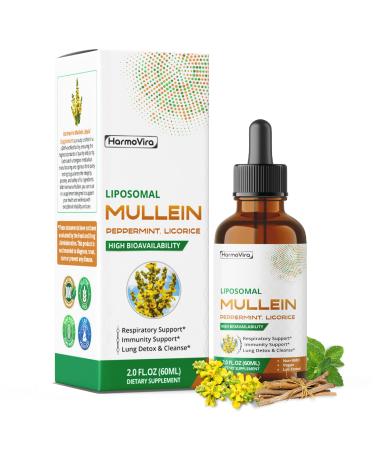 Mullein with Peppermint Ginger & Licorice Advanced Formula Respiratory Support Immunity Support & Lung Detox & Cleanse* Net Wt. 2.0 fl oz (60ml) 60 ml (pack of 1)
