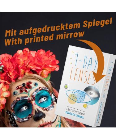 Funzera Halloween White UV Vampire Colored Contact Lenses - Non-Prescription Easy-to-Use 2 Pieces (1 Pair) - Glow Under Black Light! - Buy Online on GoSupps.com