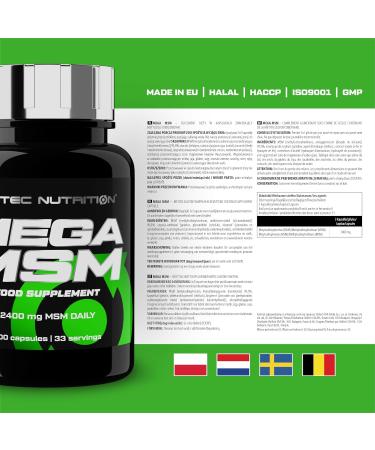 Scitec Nutrition Mega MSM Methylsulfonylmethaan bevattend voedingssupplement capsule 2400 mg MSM per dag 100 Capsules - Buy Online on GoSupps.com