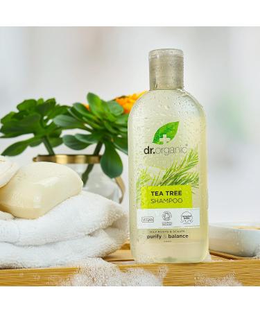 Dr Organic Tea Tree Shampoo 265ml - Natural, Vegan, Cruelty-Free, Paraben & SLS Free, Eco-Friendly Packaging - For Women & Men - Buy Online on GoSupps.com