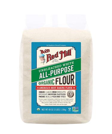 Bob's Red Mill Organic Unbleached White All-Purpose Flour 48 oz - Pack of 4 - Buy Online on GoSupps.com