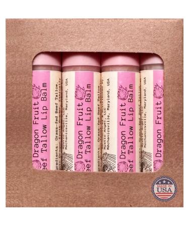 Moisturizing Tallow Lip Balm 4 Pack Enriched with Natural Botanicals Heals & Protects Made in USA (Dragon Fruit) - Buy Online on GoSupps.com