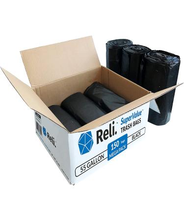 Reli. Easy Grab Trash Bags 55-60 Gallon (150 Count) - Made in USA | Heavy Duty Contractor Bags for 50-60 Gallon Bins - Black (Pack of 1) - Buy Online on GoSupps.com