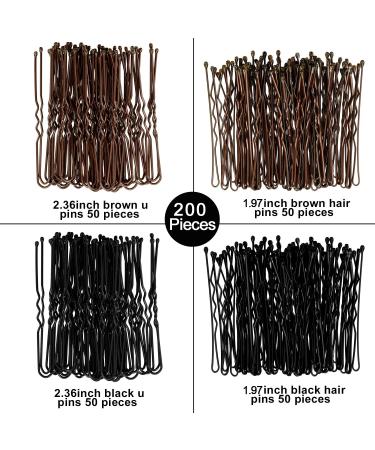 Hicarer 200-Piece Bobby Pins Set in Black and Brown | Metal U-Shaped Hair Clips Assorted Sizes | Includes Clear Storage Box - Buy Online on GoSupps.com