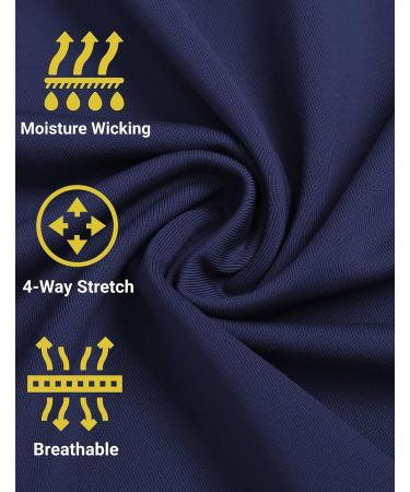 COOFANDY Men's Collarless Golf Polo Shirt - Quick Dry Short Sleeve Henley Shirt - Deep Blue Striped Polo - Large - Buy Online on GoSupps.com