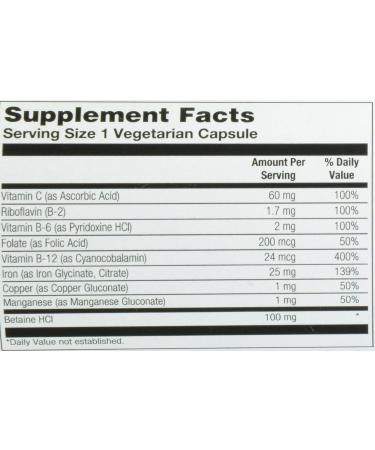 Nature's Life Iron Complex 25mg | 100 Vegetarian Capsules with Co-Nutrients - Buy Online on GoSupps.com