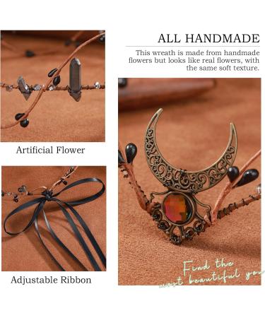 MOSTORY Black Crystal Circlet Crown Raw Quartz Headband Fairy Moon Headpiece Dark Rhinestone Hair Tiara Elf Mermaid Cosplay Costume Accessory for Women Womens Renaissance Halloween Bridal - Buy Online on GoSupps.com