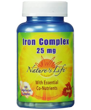 Nature's Life Iron Complex 25 Mg with Essentiall Co-Nutrients 100 Vegetarian Capsules