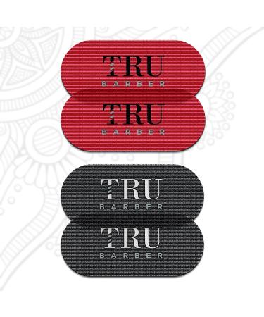 TRU BARBER HAIR GRIPPERS 2 COLORS BUNDLE PACK 4 PCS for Men and Women - Salon and Barber Hair Clips for Styling Hair holder Grips (Red/Black)