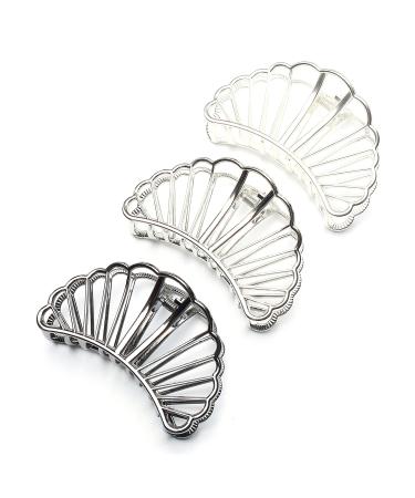 QinGoo Large Black Metal Shell Hair Clip - Stylish Hair Accessories for Women & Girls (8cm x 4cm) - Buy Online on GoSupps.com