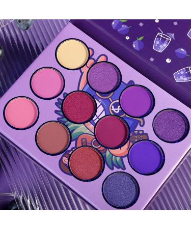 Purple Eyeshadow Palette  DE LANCI Professional Lavender Matte Shimmer Metallic 12 Shades  Subtle High Pigmented Waterproof Long Lasting Eyes Shadows Makeup Pallet  Small and Cute Makeup Pallet blueberry