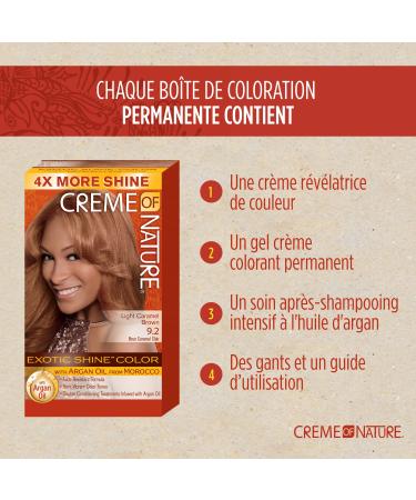 Exotic Shine Hair Color Light Caramel Brown 9.2 | Creme of Nature with Argan Oil | 1 Application 9.2 Fl Oz - Buy Online on GoSupps.com