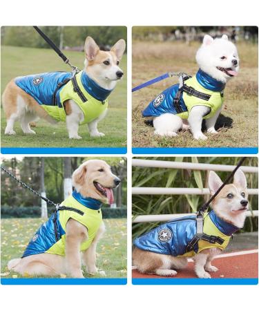 Dog Winter Jacket Vest Pet Waterproof Padded Dog Clothes with D-ring Chest Strap Reflective Adjustable Puppy Coat Warm Dog Coats Vest Dog Clothes with Harness for Small Medium Dogs M Blue - Buy Online on GoSupps.com